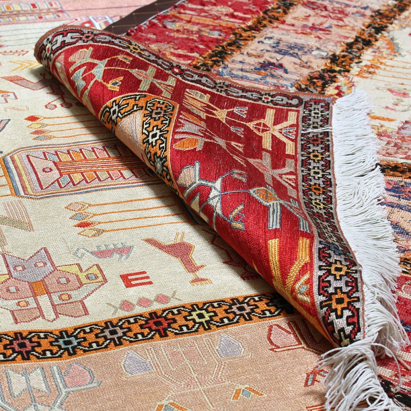 7 x 9 Persian kilim rug made of pure silk shamlu pattern bohemian kelim area rug high class traditional Persian area rug