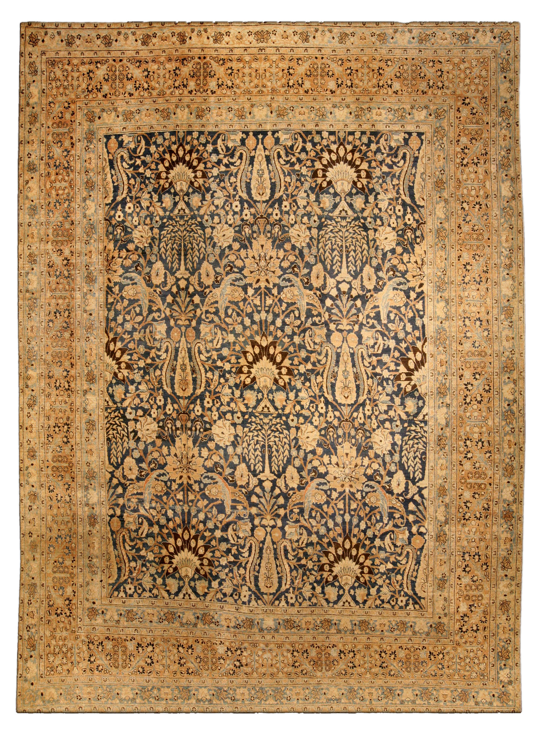 Antique rugs Persian khorassan blue botanical bb4084 15x11%282%29