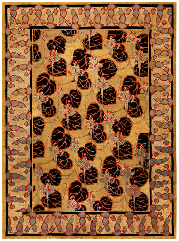 Rug vintage European american irish donegal irish beige botanical bb1053 11x9