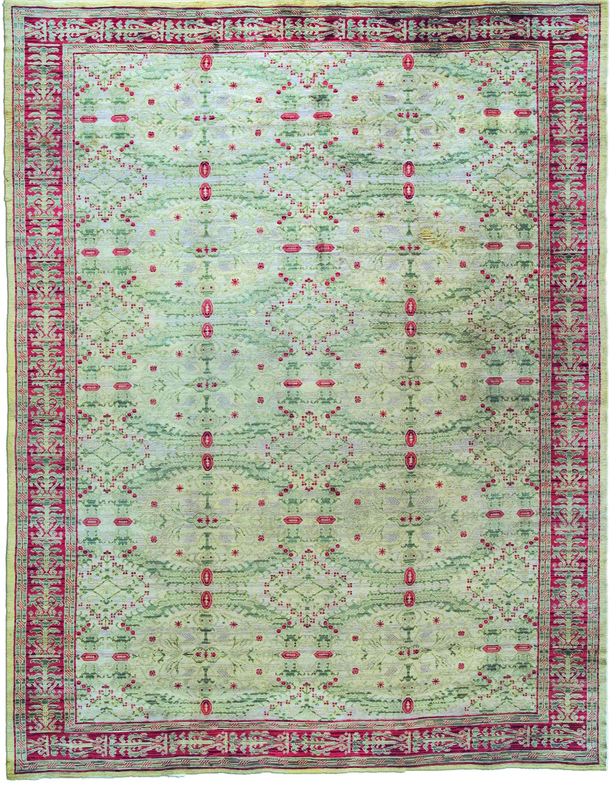 Vintage carpet European american Spanish cuenca gray botanical geometric bb2525 16x12