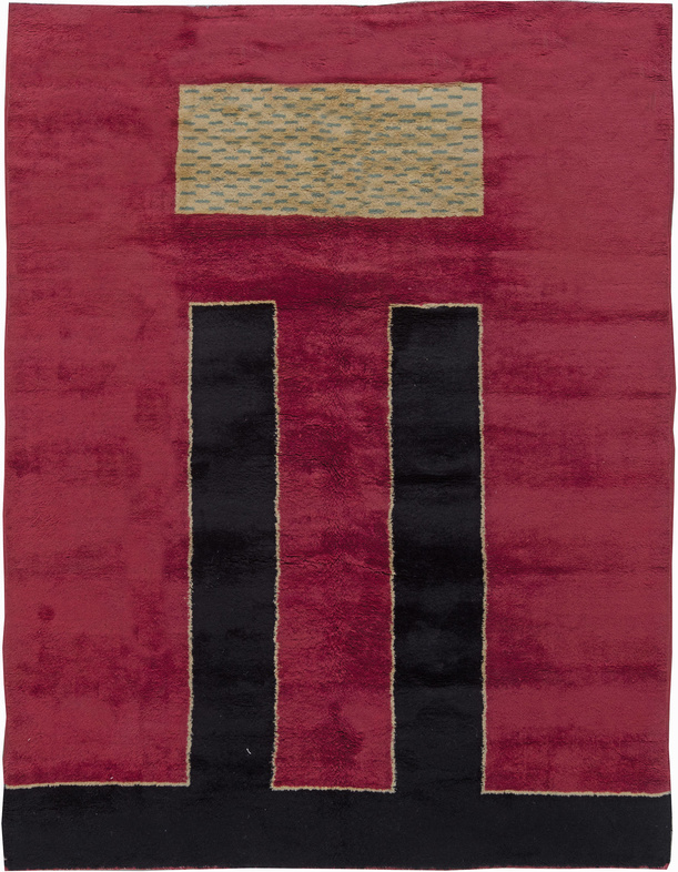 Antique French Art Deco rug 9x6 bb6242