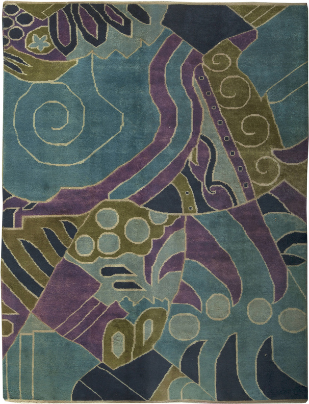 Antique French Art Deco rug 7x6 bb61433