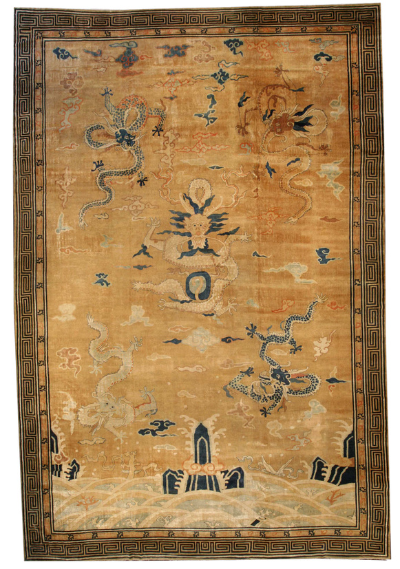 Carpets vintage Chinese deco gold animal bb2353 20x13