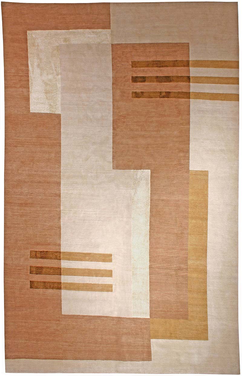 Contemporary rug custom Tibetan brown geometric minimalist 10x8 n10961