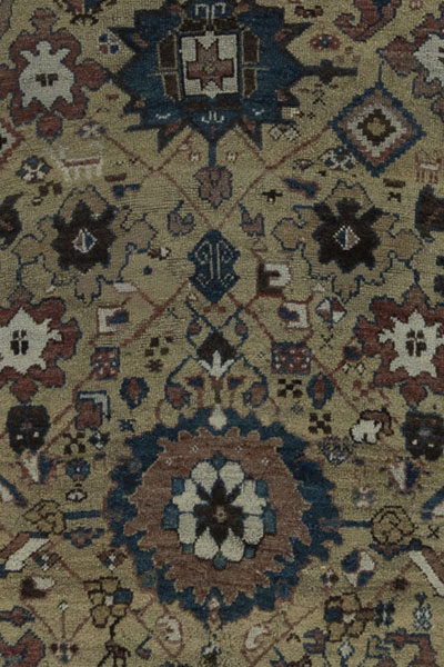 Antique carpet caucasian brown geometric botanical 7x5 bb6361