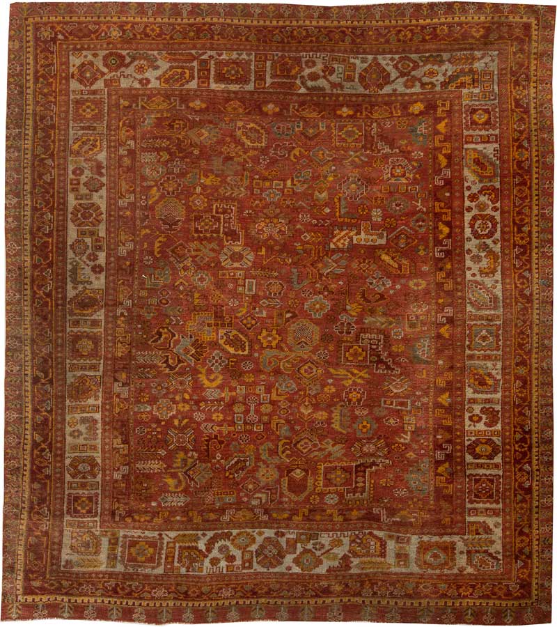 Antique rugs Turkish oushak botanical 9x8 bb6332