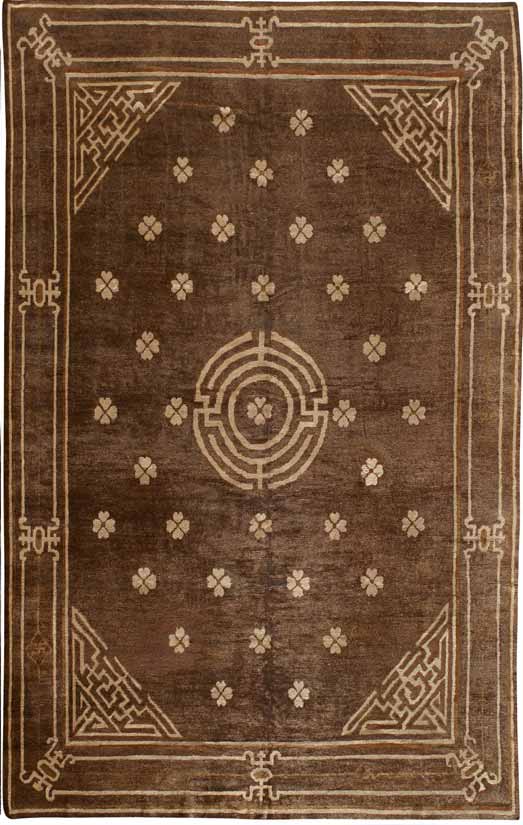 Rugs vintage Chinese samarkand mongolian brown geometric bb3593 11x9 fort 02