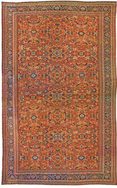 Antique rug Persian sultanabad red botanical 28x17 bb0946