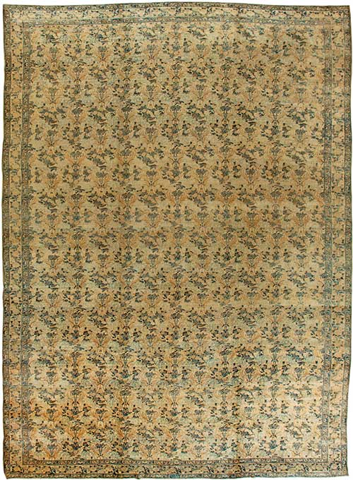 Antique carpets Persian kirman beige botanical 22x12 bb5928