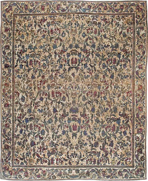 Antique rugs Indian north Indian green botanical bb0920 19x15
