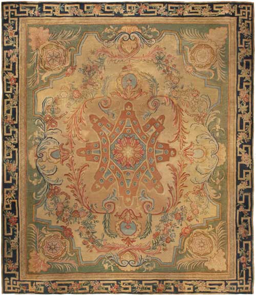 Antique carpets savonnerie French red floral bb5124 17x15
