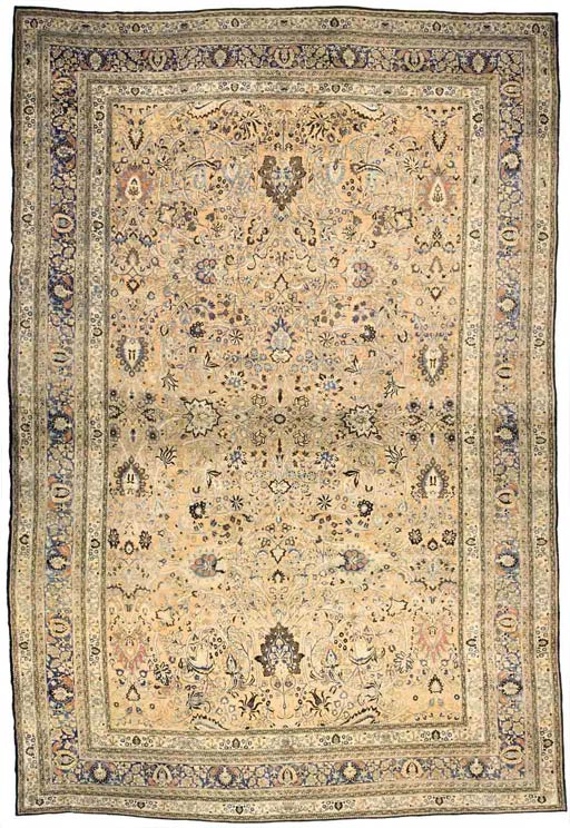 Antique carpets Persian khorassan beige botanical bb3366 25x16