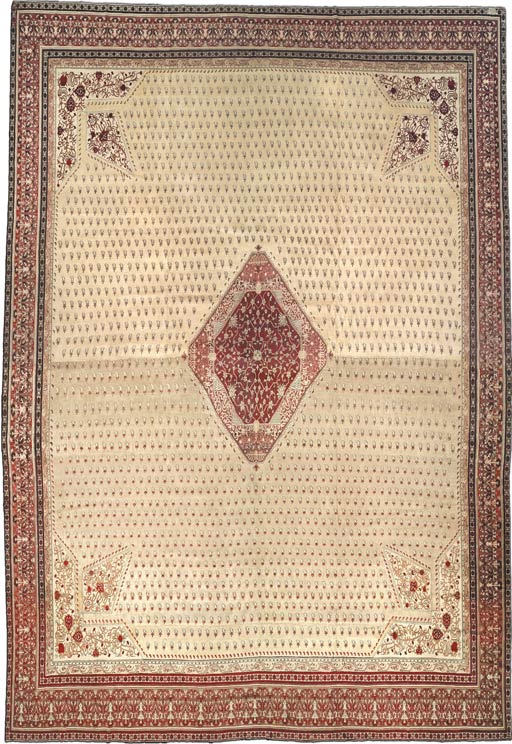 Antique rug Turkish hereke beige geometric bb1632 16x16