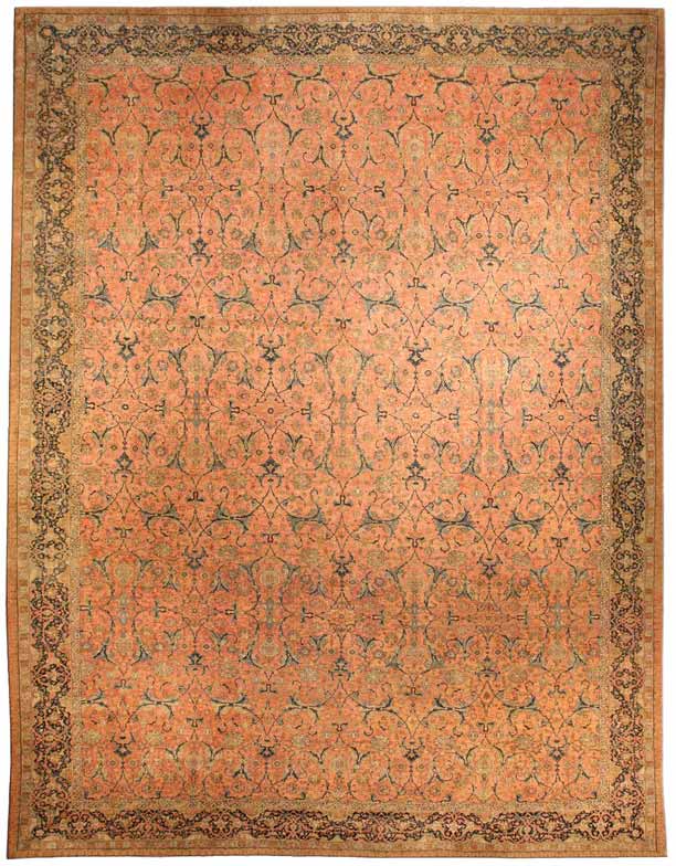 Antique rug Persian tabriz pink botanical bb3376 17x13