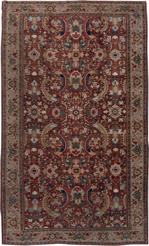 red botanical Heriz rug