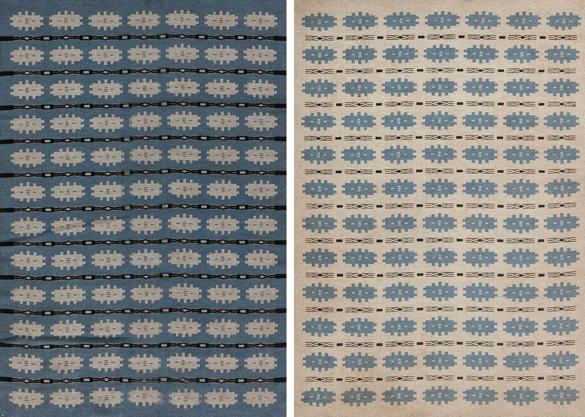 Vintage rug Swedish double sided wool flat weave 7x4 bb6317