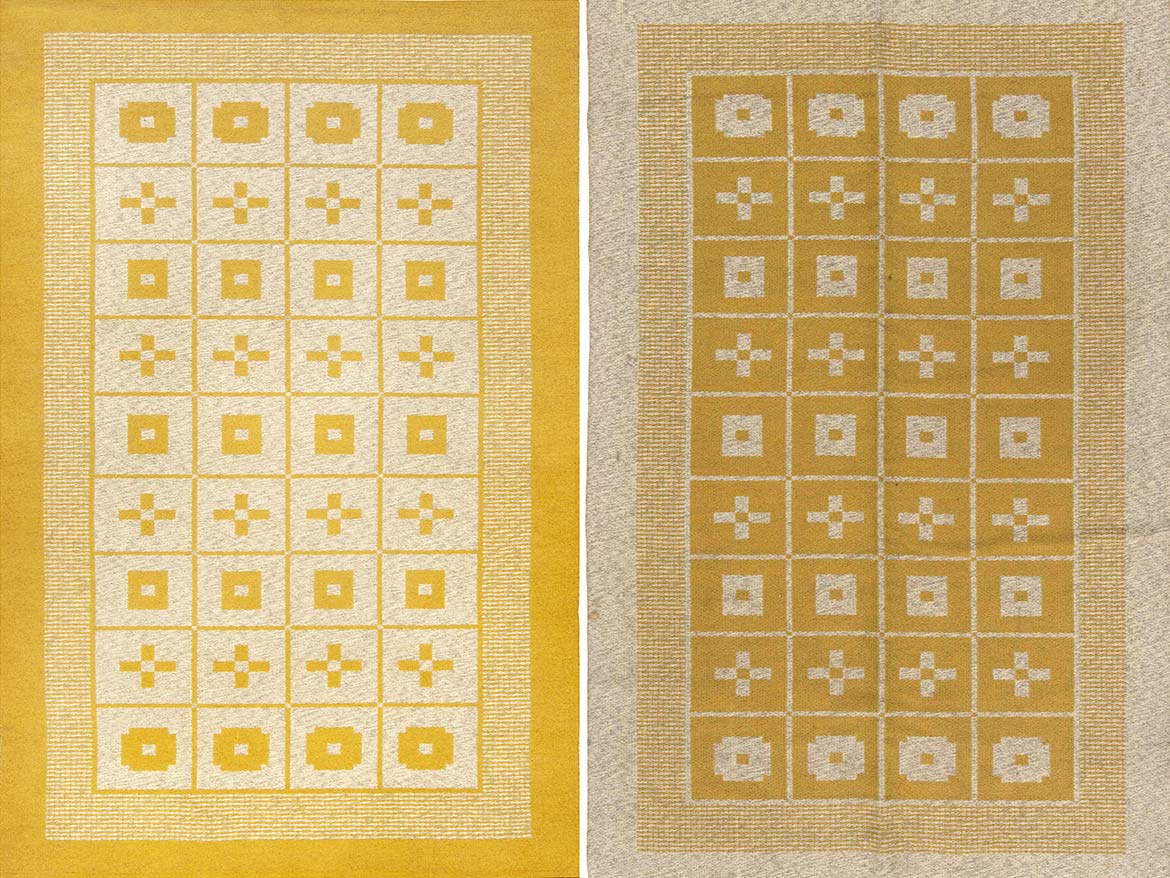 Vintage carpets Swedish Scandinavian yellow geometric bb4982