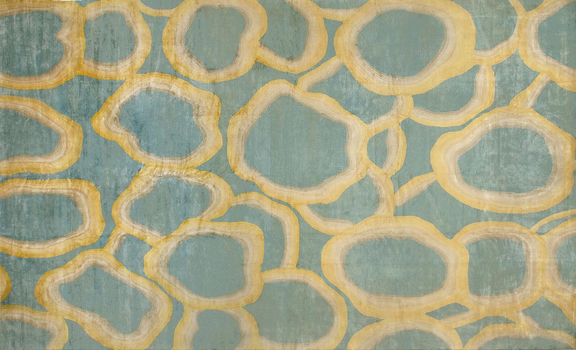 Carpets contemporary modern silk ombre ondulation silk blue abstract n10343 23x14