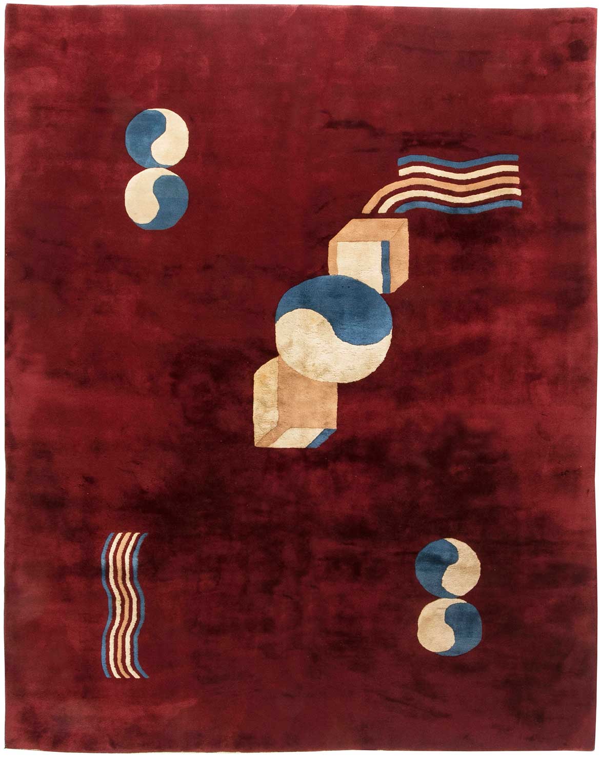 Rug vintage Chinese deco minimalist geometric 11x9 bb6459