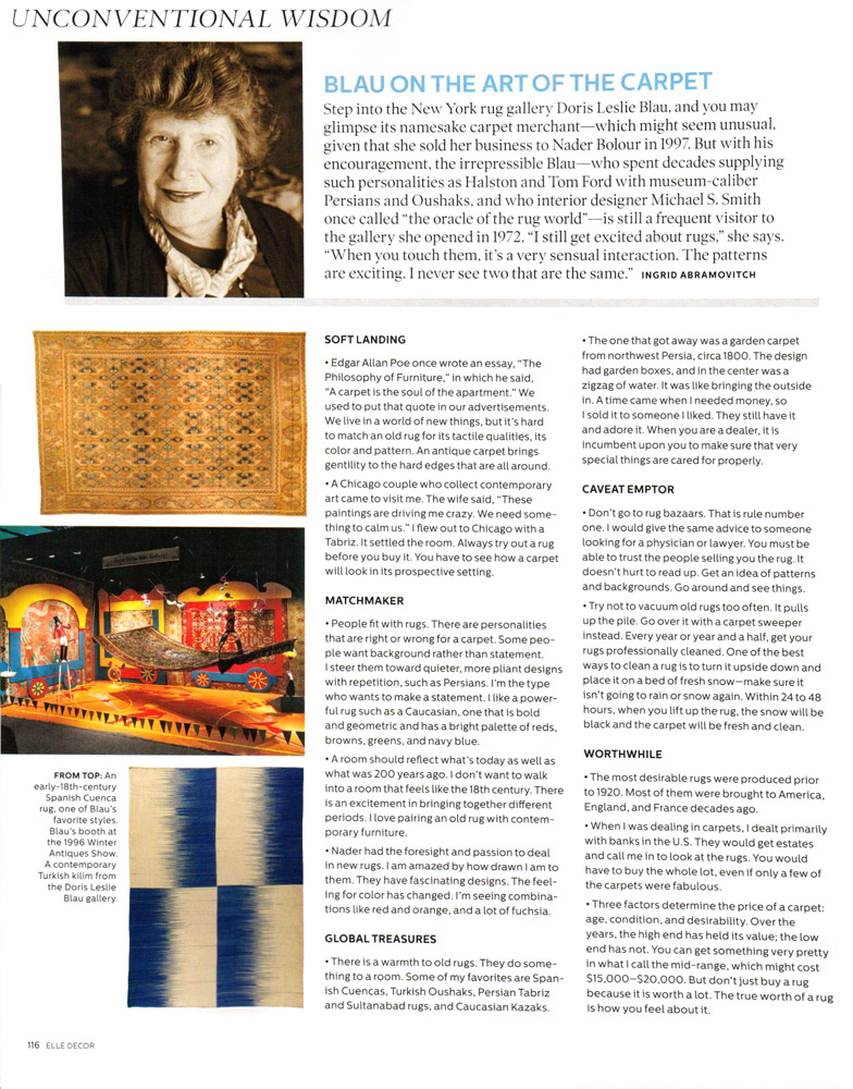 Unconventional Wisdom: Blau on the Art of the Carpet
