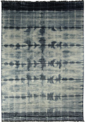 Over Dyed Rugs - Blue Viscose Rug based on abstract motif