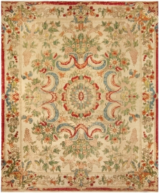 Antique French Aubusson Silk Rug