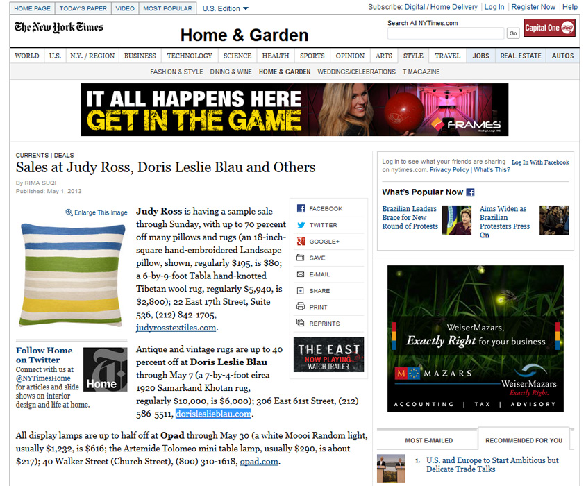 The New York Times, May 2013