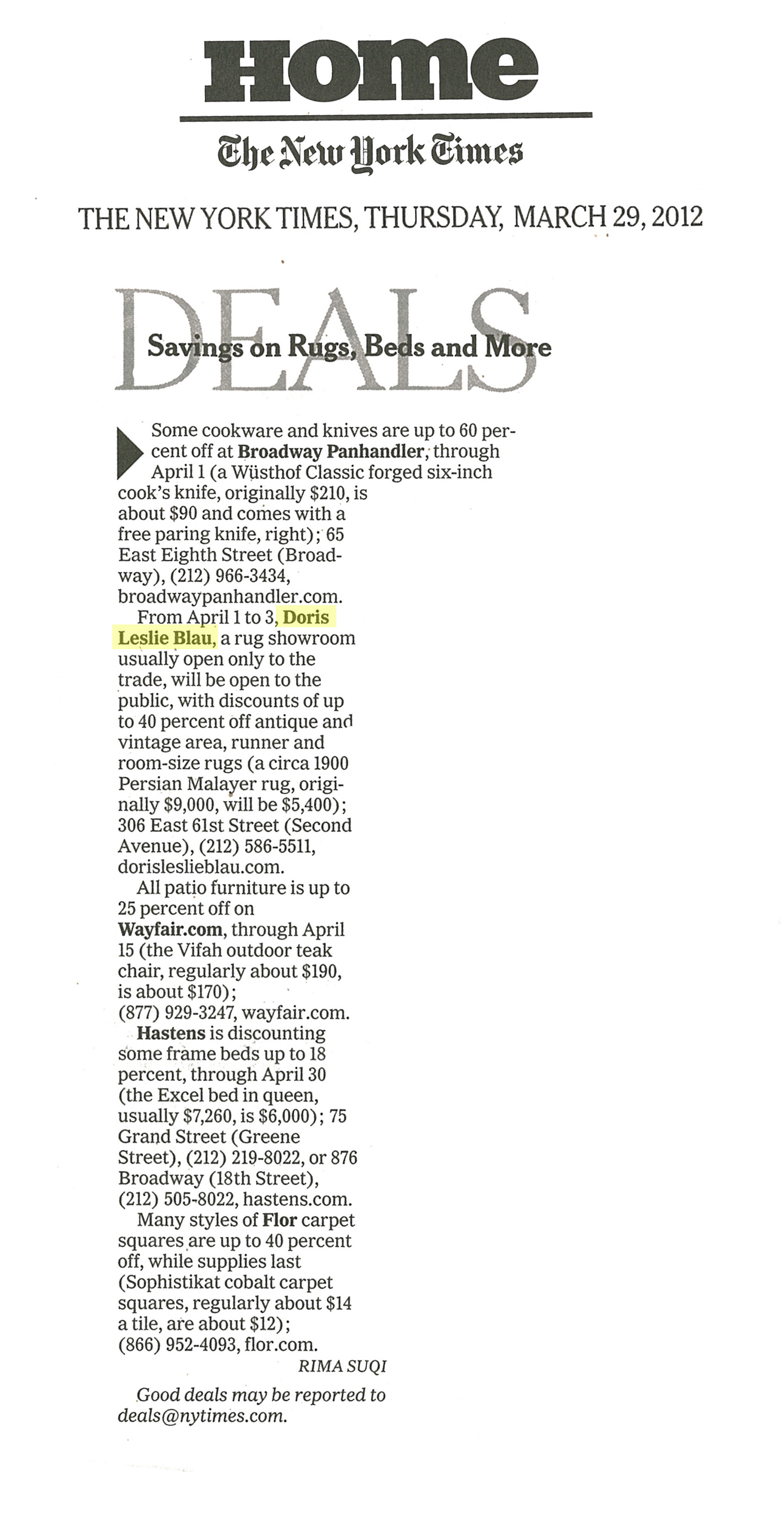 New York Times, March 2012