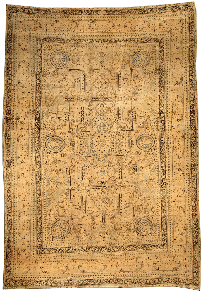 Carpet antique Persian meshad beige geometric botanical bb3806 17x12