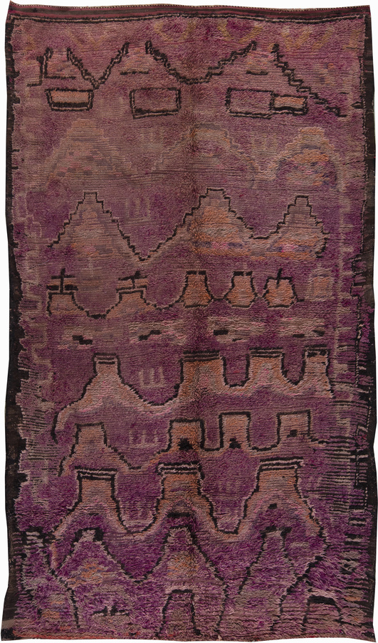 Vintage carpet Moroccan modernist purple black geometric 11x7 bb6220