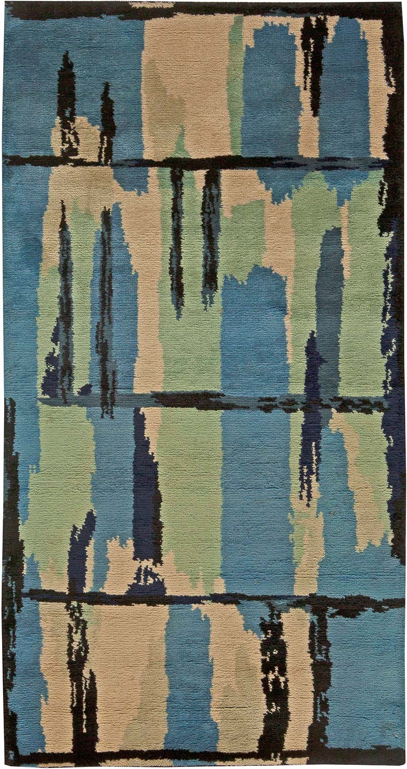 Antique French Art Deco rug 8x4 bb5997