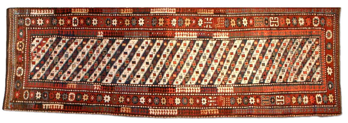 Rugs antique russian caucasian runner red geometric bb2779 10x3