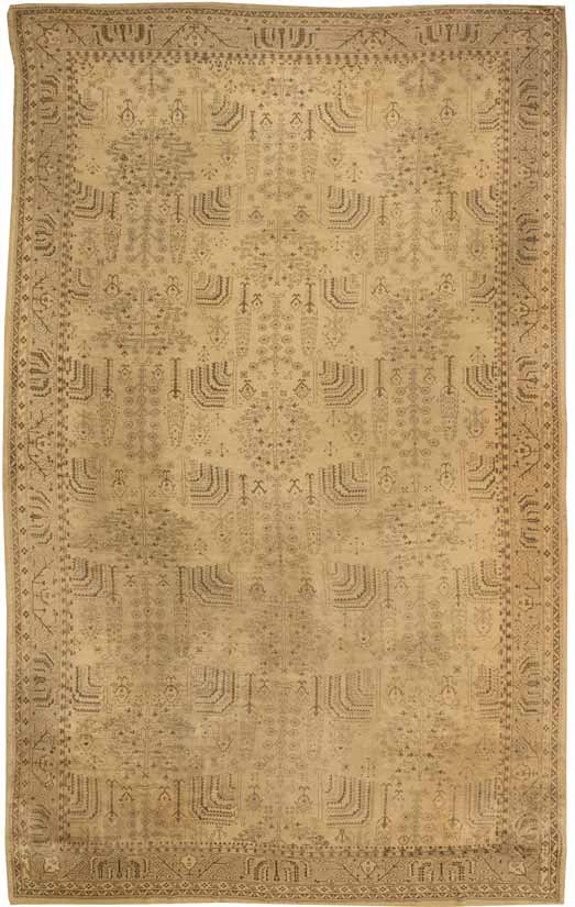 Antique rugs Turkish oushak beige botanical 22x13 bb6381