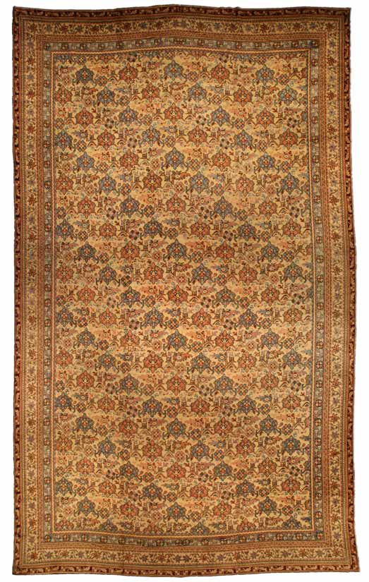 Antique carpets Turkish oushak beige botanical