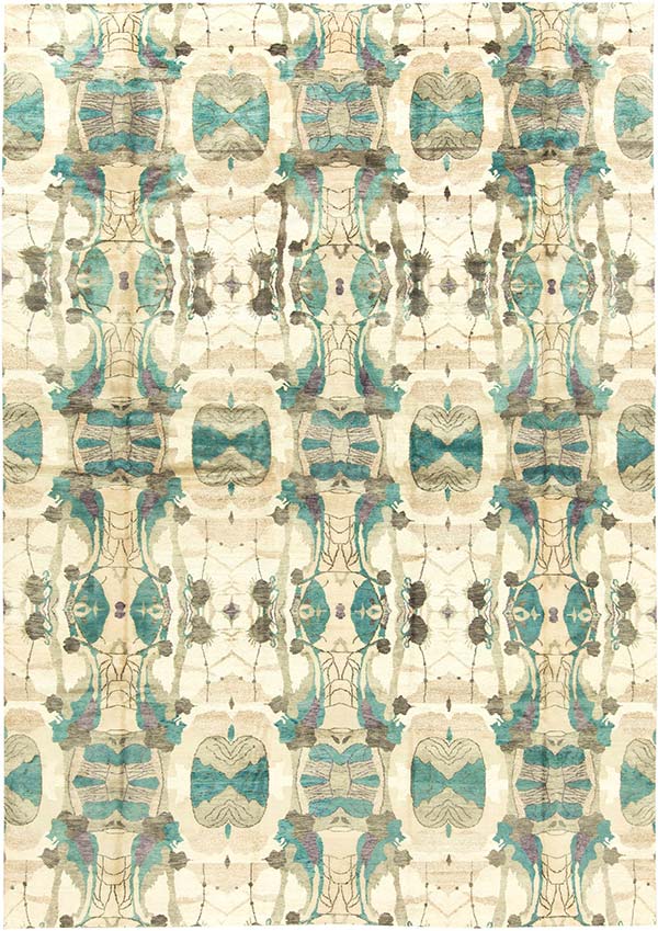New carpets eskayel modern aloe silk blue floral 14x10 n11265