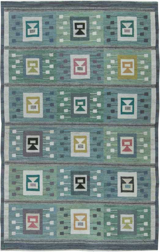 Swedish flat weave rug signed by svensk hemslojd format