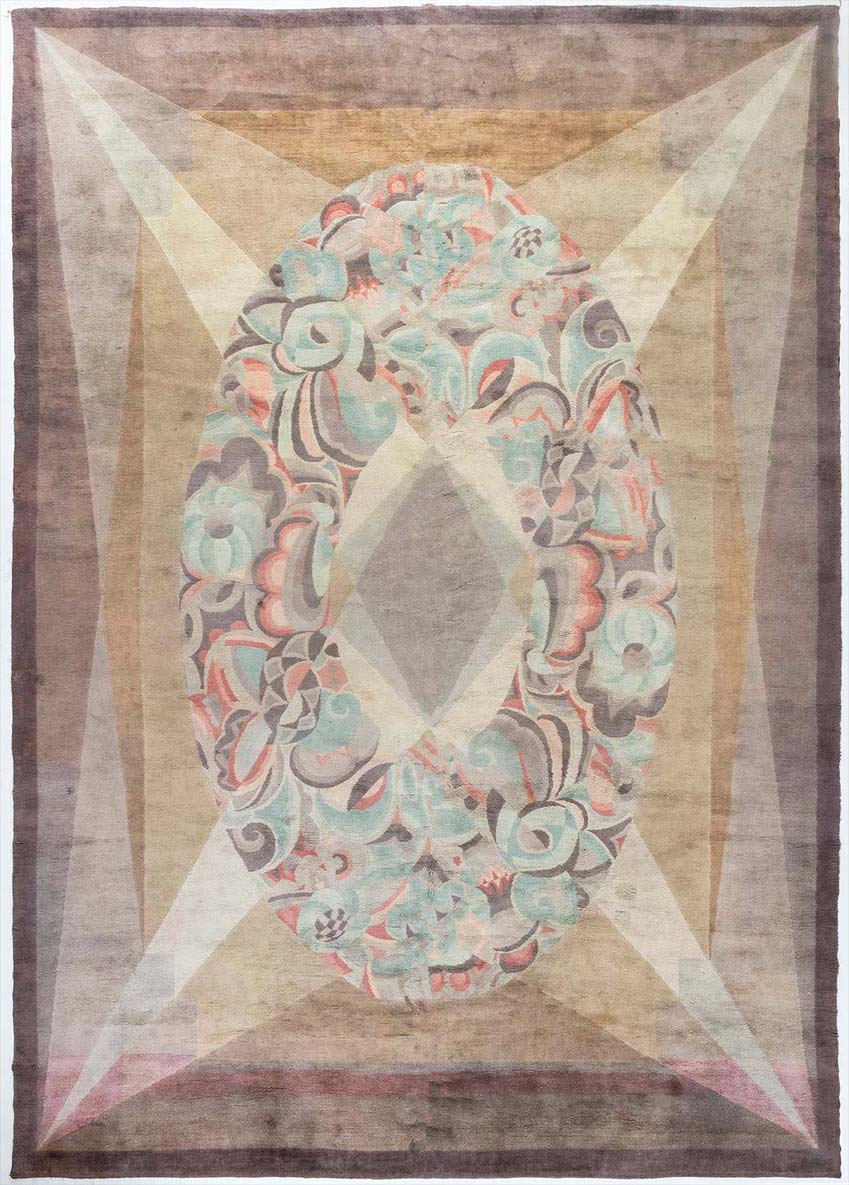 Antique French Art Deco rug 19x13 bb6806