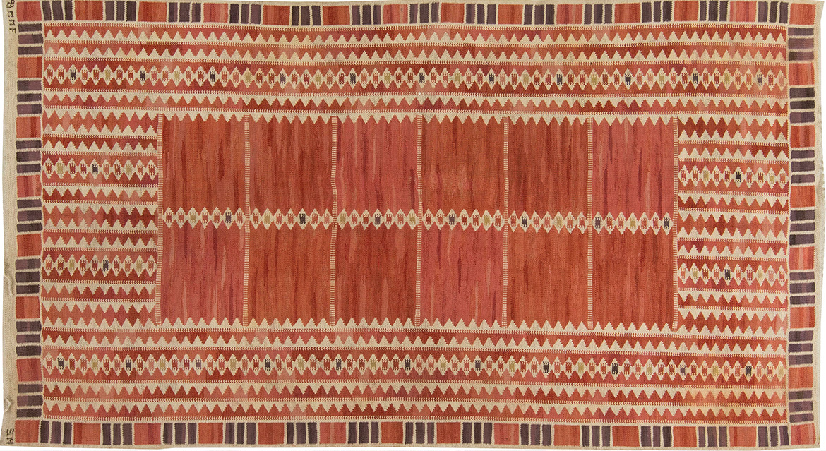Vintage rug sweadish marta maas fjetterstrorn barbro nilson flat weave 10x7 bb6438