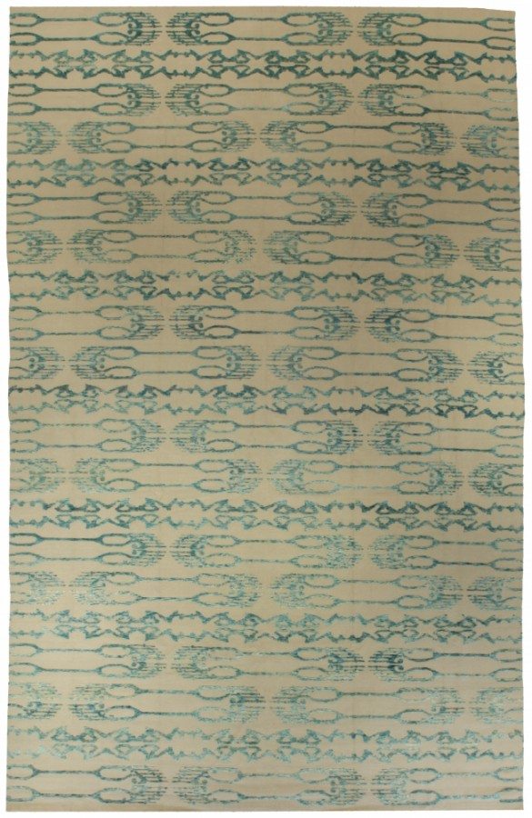 carpets-contemporary-modern-tibetan-contemporary-blue-ikat-wool-silk-blue-abstract-n10597-19x12