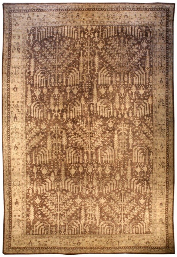 antique-rug-turkish-oushak-brown-botanical-bb3997-22x15