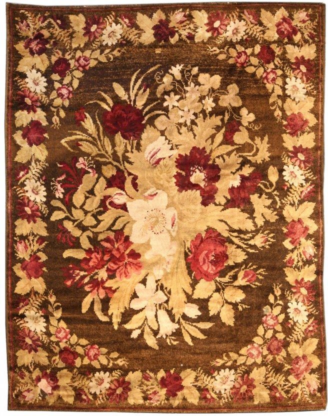 antique-carpet-russian-bessarabian-ukrainian-brown-botanical-bb3777-9x7