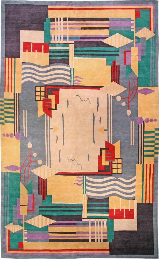 contemporary-rugs-custom-tibetan-green-geometric-18x11-n10959