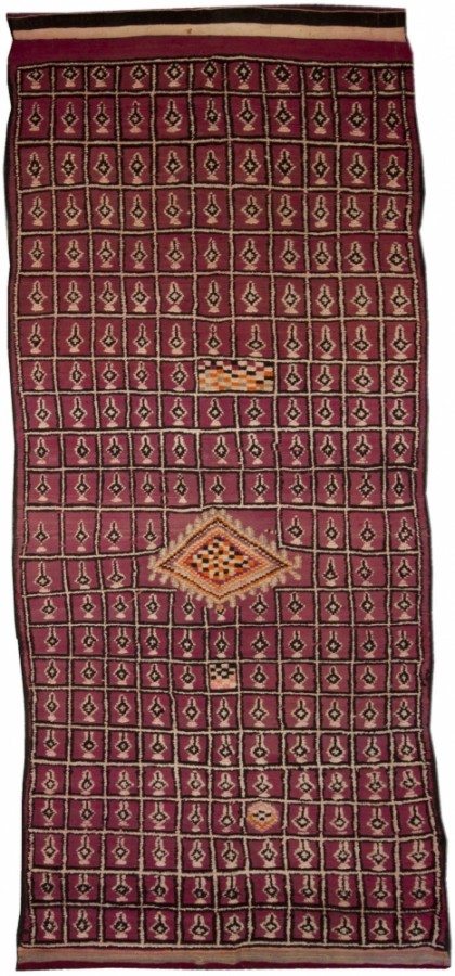 vintage-rug-avintage-Moroccan-red-geometric-minimalist-bb4796-12x4