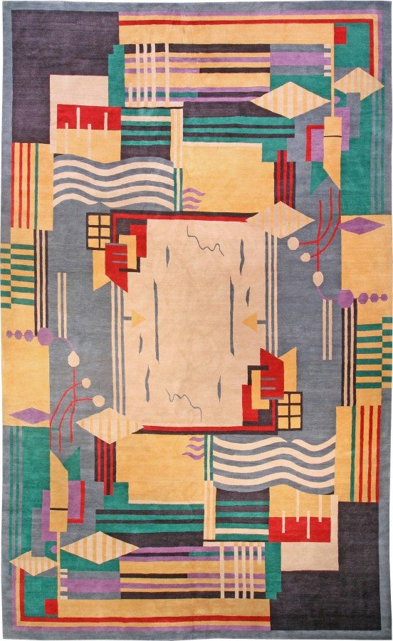 contemporary-rugs-custom-tibetan-green-geometric-18x11-n10959