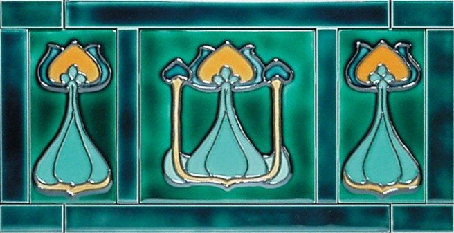 Art Nouveau Floral Three Tile Set #3T5031, DuQuella Tile