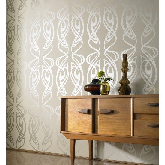 Diva wallpaper in Oyster by Barbara Hulanicki for Graham and Brown