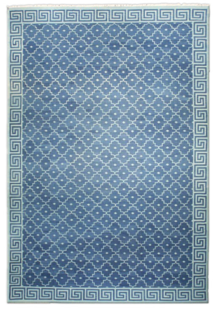 Blue Greek Key Dhurrie_