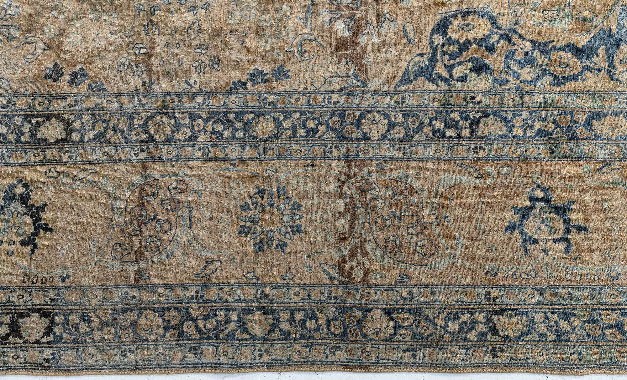 Tabriz Persian Antique Medallion Warm Tan Hand-Knotted Wool Carpet – Circa 1900 BB9187 Tabriz Persian Antique Medallion Warm Tan Hand-Knotted Wool Carpet – Circa 1900 BB9187