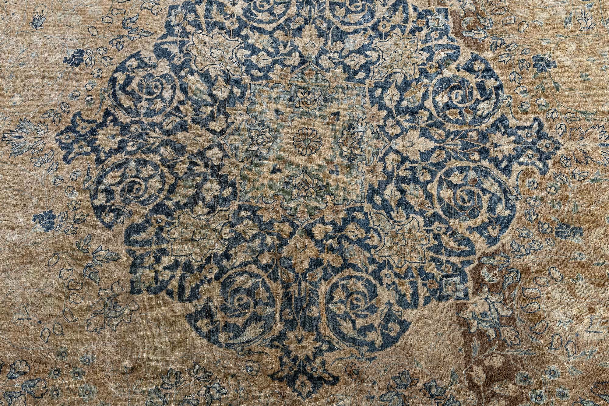 Tabriz Persian Antique Medallion Warm Tan Hand-Knotted Wool Carpet – Circa 1900 BB9187 Tabriz Persian Antique Medallion Warm Tan Hand-Knotted Wool Carpet – Circa 1900 BB9187
