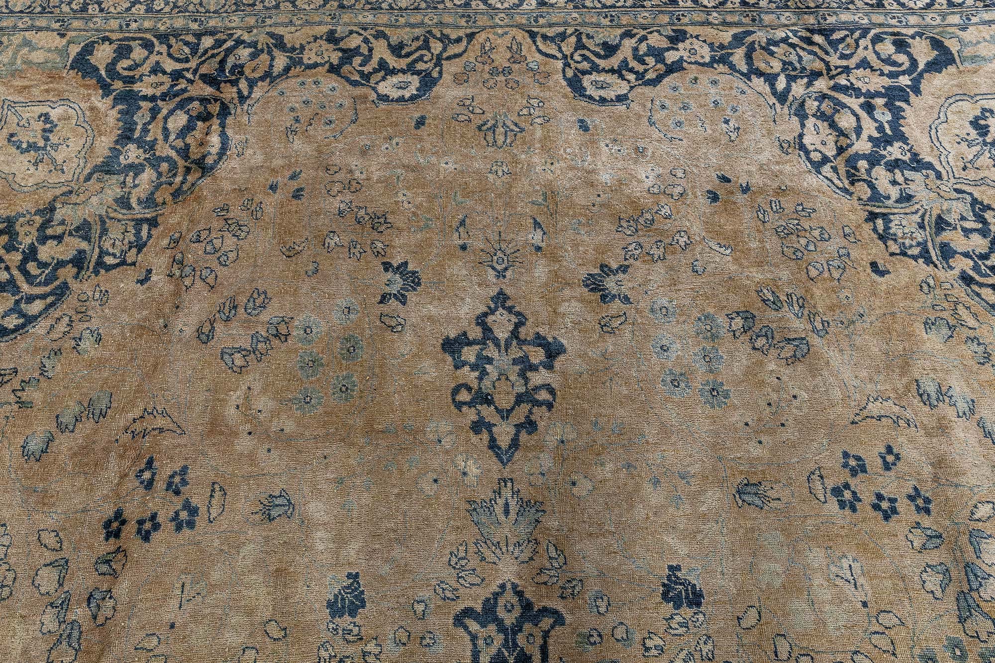 Tabriz Persian Antique Medallion Warm Tan Hand-Knotted Wool Carpet – Circa 1900 BB9187 Tabriz Persian Antique Medallion Warm Tan Hand-Knotted Wool Carpet – Circa 1900 BB9187